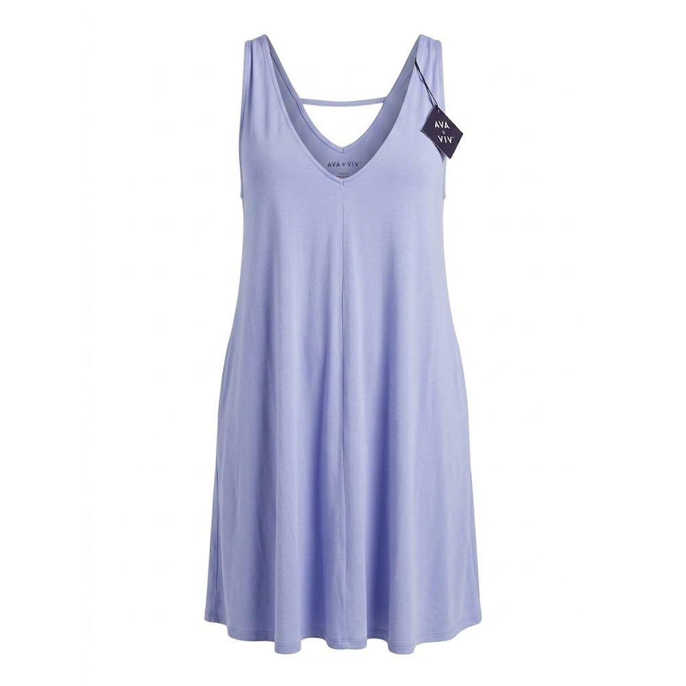 Ava & Viv Dress Women 3X Lavender Sleeveless V-Neck Strappy Back Minimalist NWT